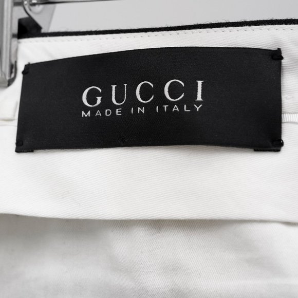 Gucci Black Wool Pants w/ White Stripe - Picture 2 of 13